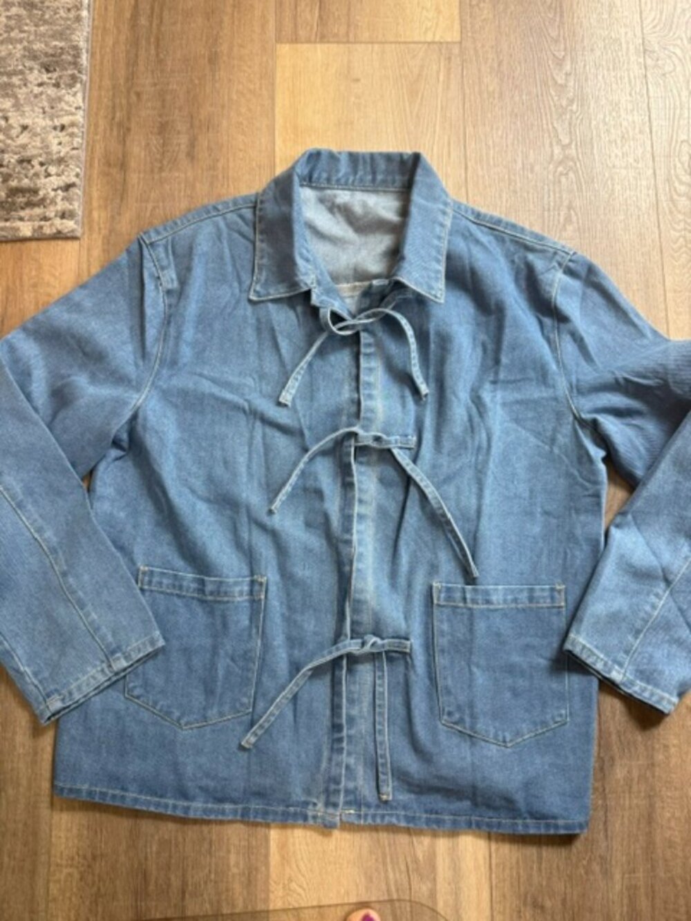 Denim Jean Jacket with Tie Closure Women XL